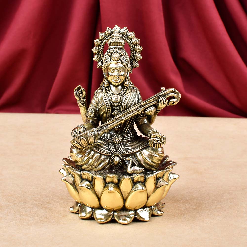 Kamal Saraswati Devi Ashtadhatu Idol