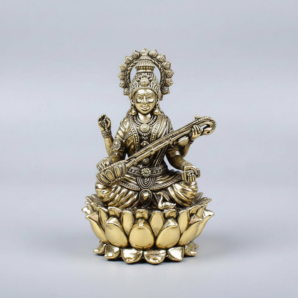 Kamal Saraswati Devi Ashtadhatu Idol