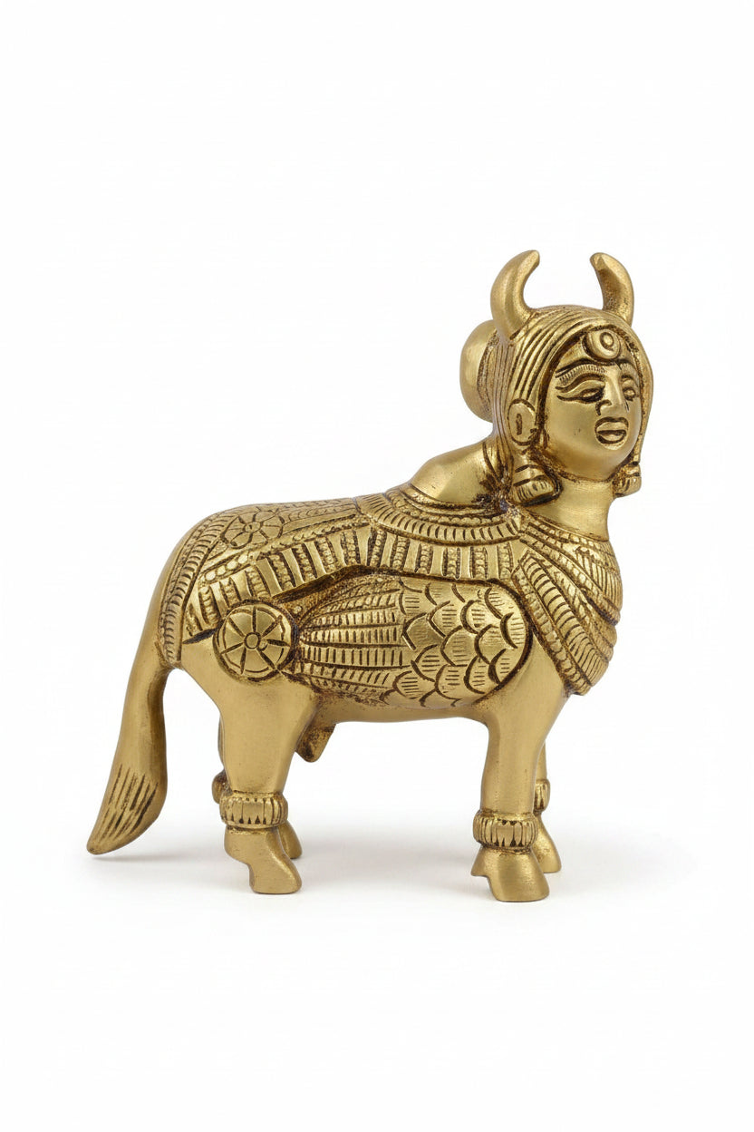 Kamdhenu Brass StatueKamdhenu Cow Brass Idol 4 Inch Heavy Statue for Home Temple Puja