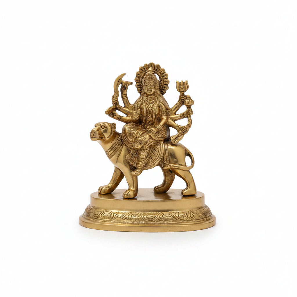 Kanaka Durga Brass Idol 6.5 Inch Heavy Brass Statue for Home Temple Pooja