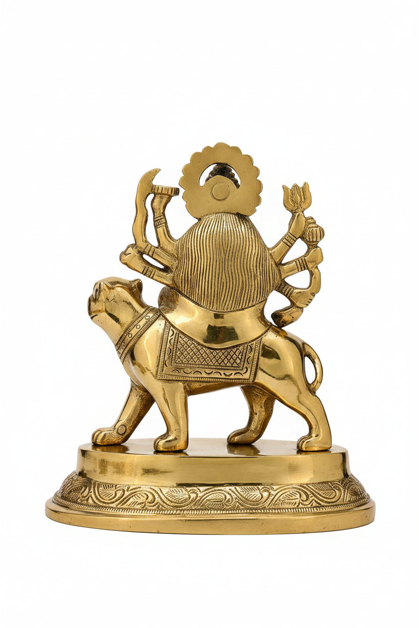 Kanaka Durga Brass Idol 6.5 Inch Heavy Brass Statue for Home Temple Pooja - ManiMonk