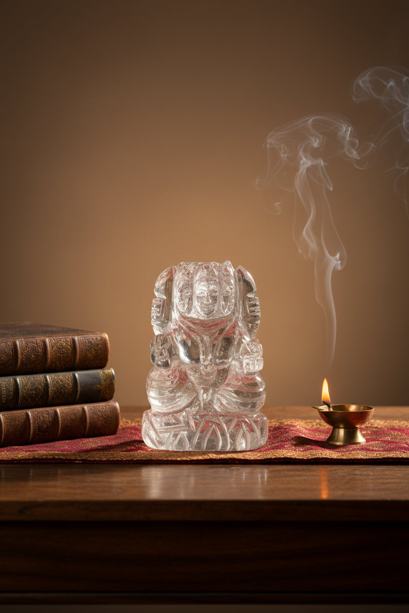Kartikeya Idol in Crystal | 95 Gms | Natural Crystal Murugan Statue - ManiMonk