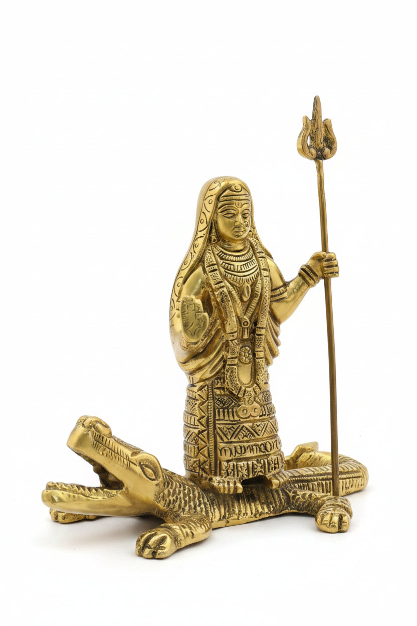 Khodiyar Maa Brass Idol Antique Finish Handcrafted Heavy Shining Brass Goddess Khodiyar Murti for Home Mandir