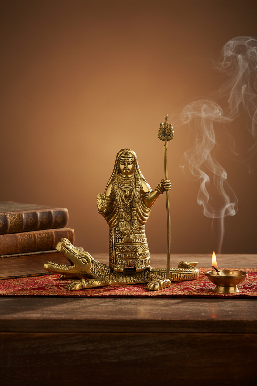 Khodiyar Maa Brass Idol Antique Finish Handcrafted Heavy Shining Brass Goddess Khodiyar Murti for Home Mandir