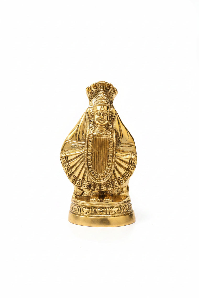 Kolhapur Mahalaxmi Brass Idol 5.7 Inch Handcrafted Sacred Goddess Lakshmi Murti for Home Temple and Premium Gifting