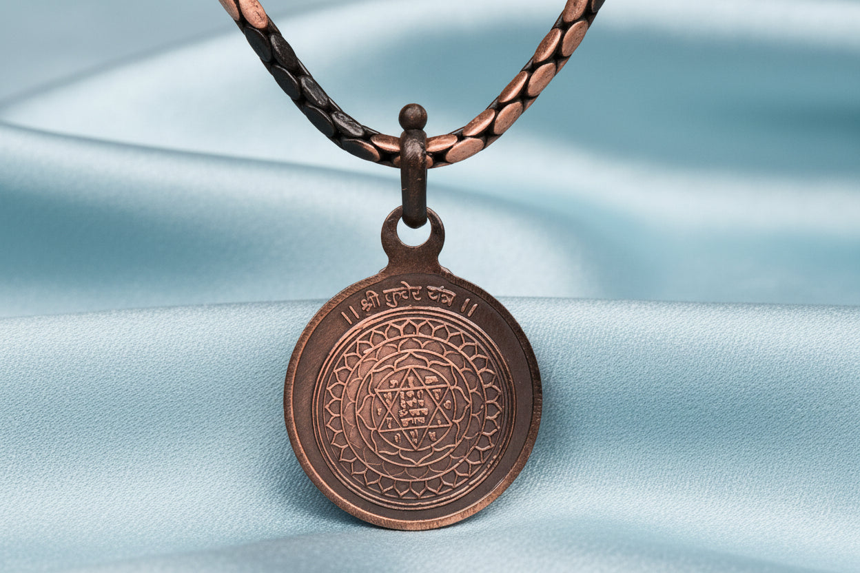 Kuber Yantra Copper Locket-Large-With Copper Chain