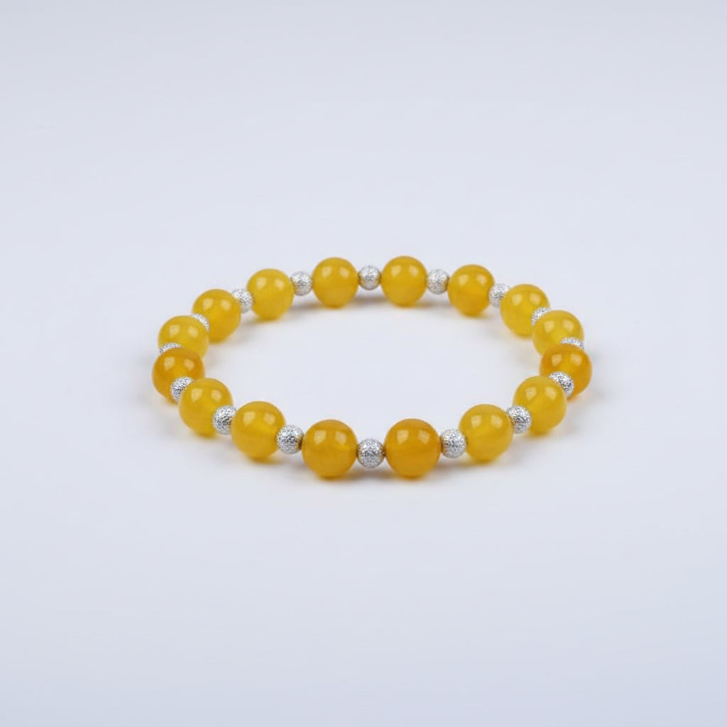 Yellow Jade Bracelet in Round Beads