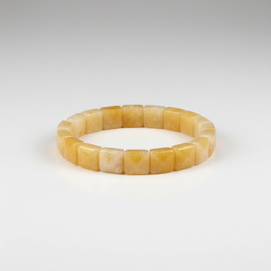 Yellow Jade Bracelet Square Beads