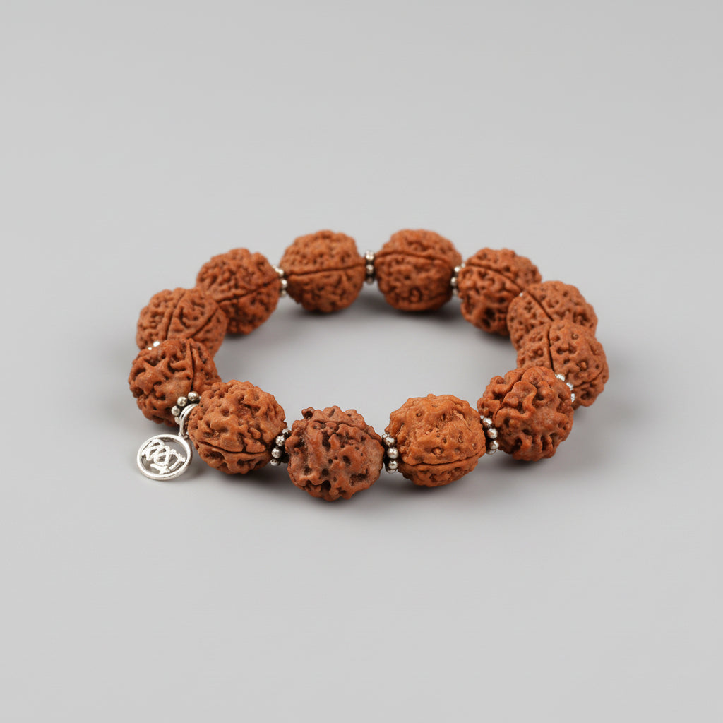 3 Mukhi Mahajwala Bracelet-Regular-Woolen Spacers