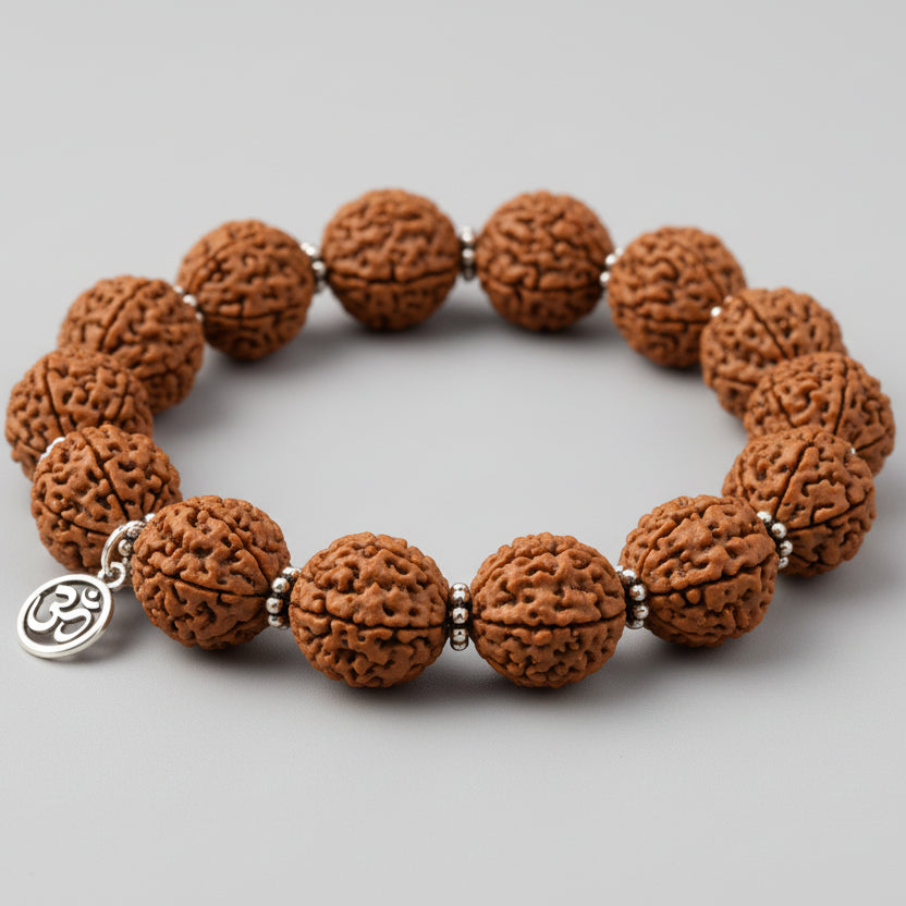 3 Mukhi Mahajwala Bracelet-Small-Woolen Spacers