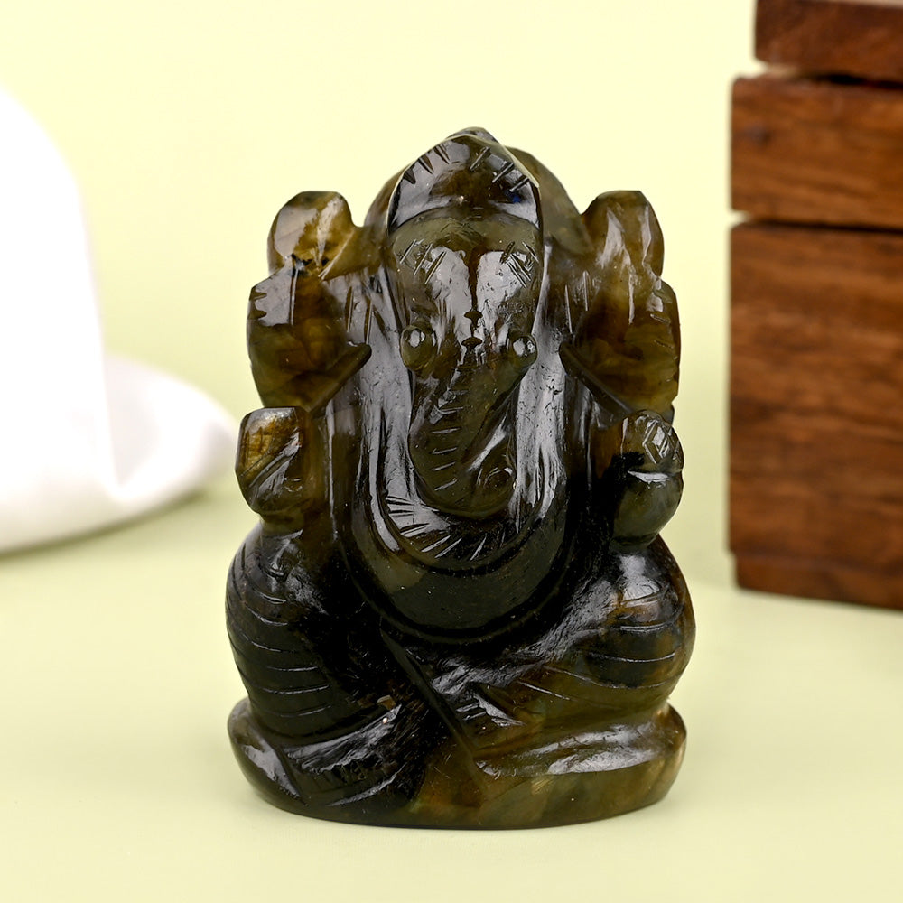 Labradorite Ganesha Idol-77 gms