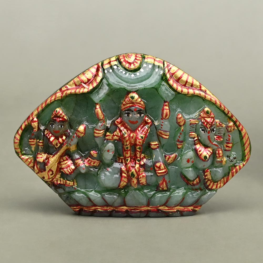 Exotic Emerald Laxmi Ganesh Saraswati Idols