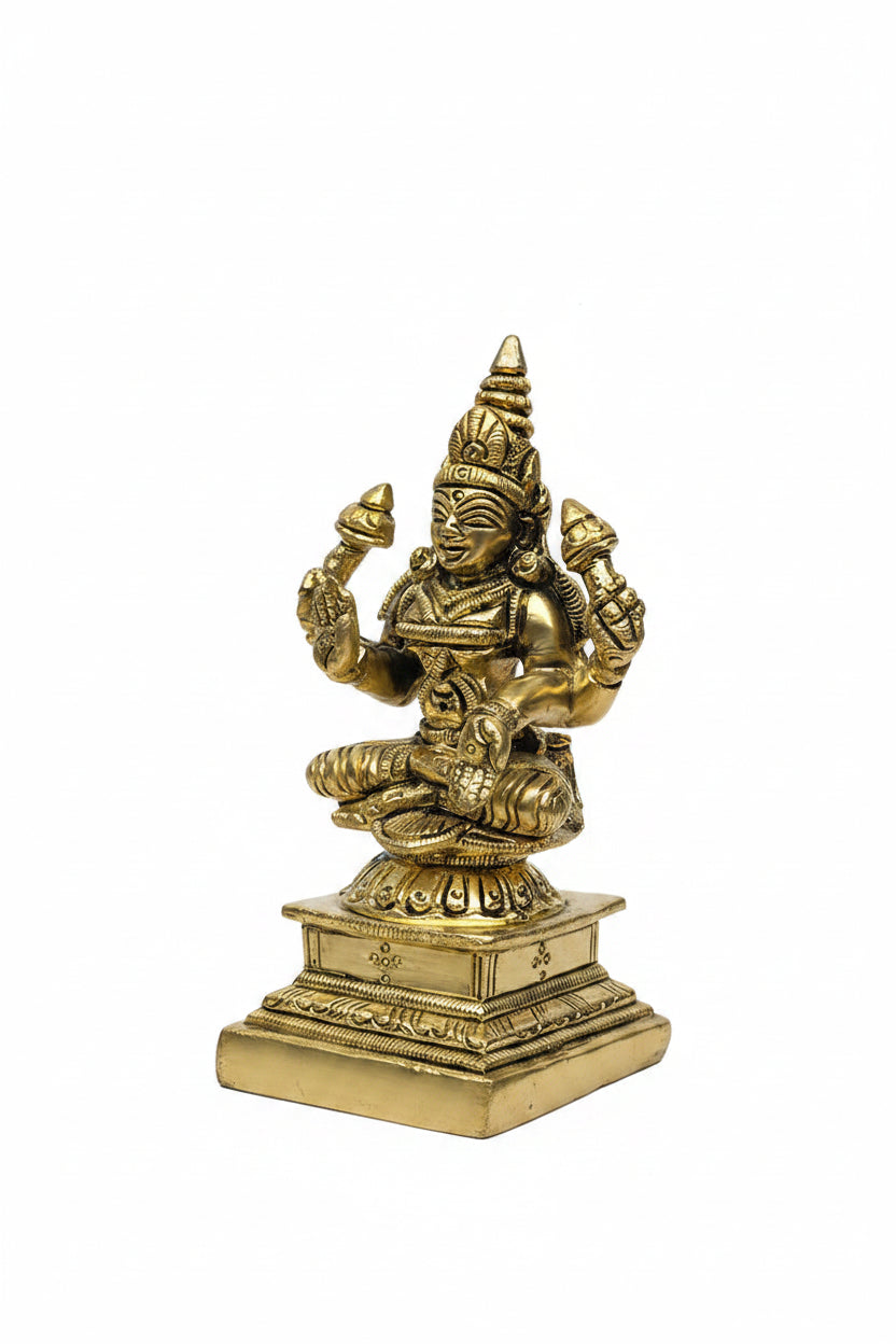 Lakshmi Devi Brass Idol 4.2 Inch Handcrafted Goddess of Wealth and Prosperity Murti for Home Mandir and Gifting