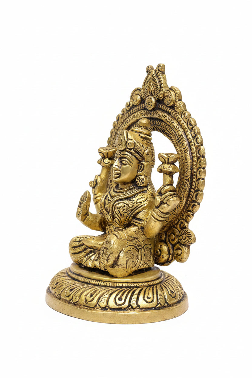 Lakshmi Ganesh Brass Idol Set 5.8 Inch Handcrafted Puja Statue for Home Temple - ManiMonk