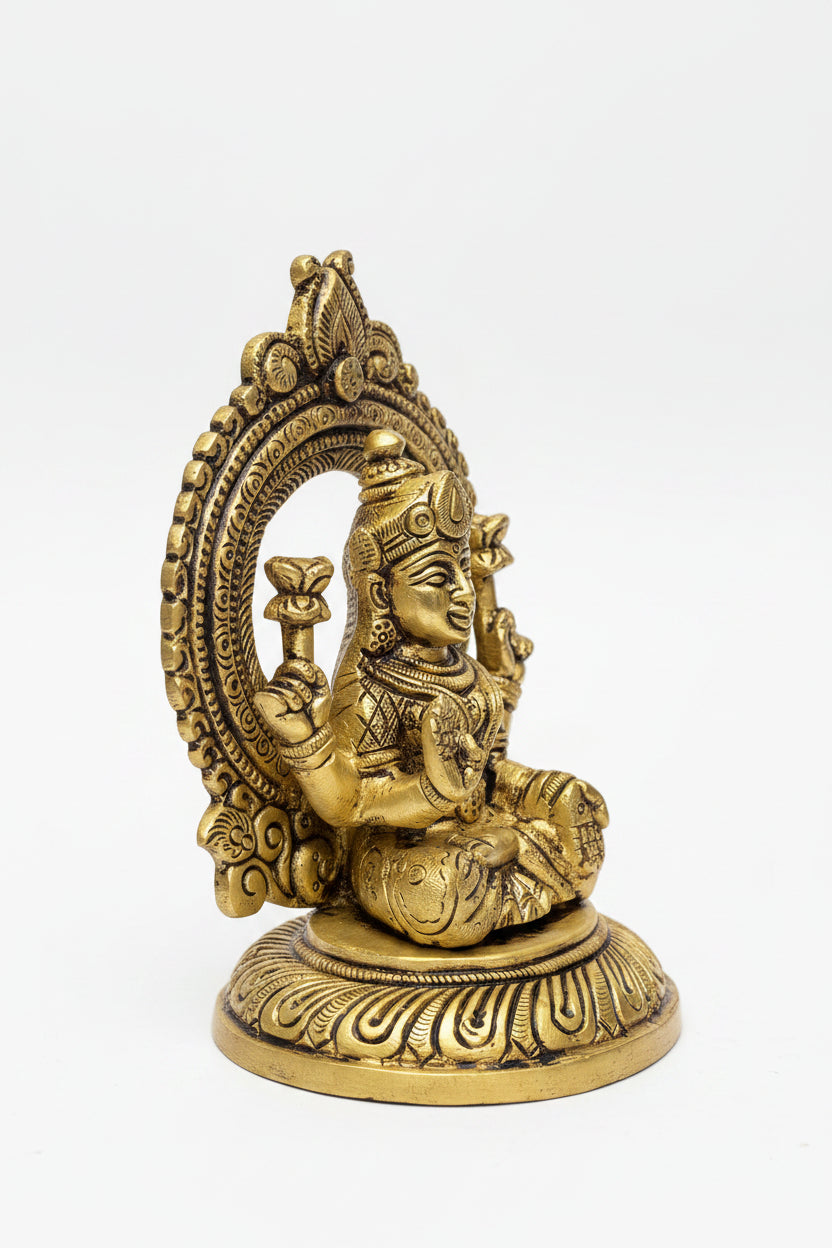 Lakshmi Ganesh Brass Idol Set 5.8 Inch Handcrafted Puja Statue for Home Temple - ManiMonk