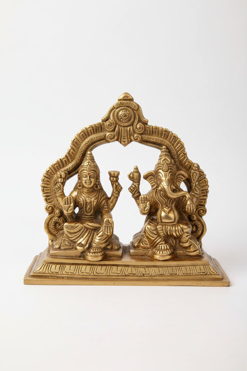 Lakshmi Ganesh Brass Murti Set of 3 Idols for Home Temple Puja