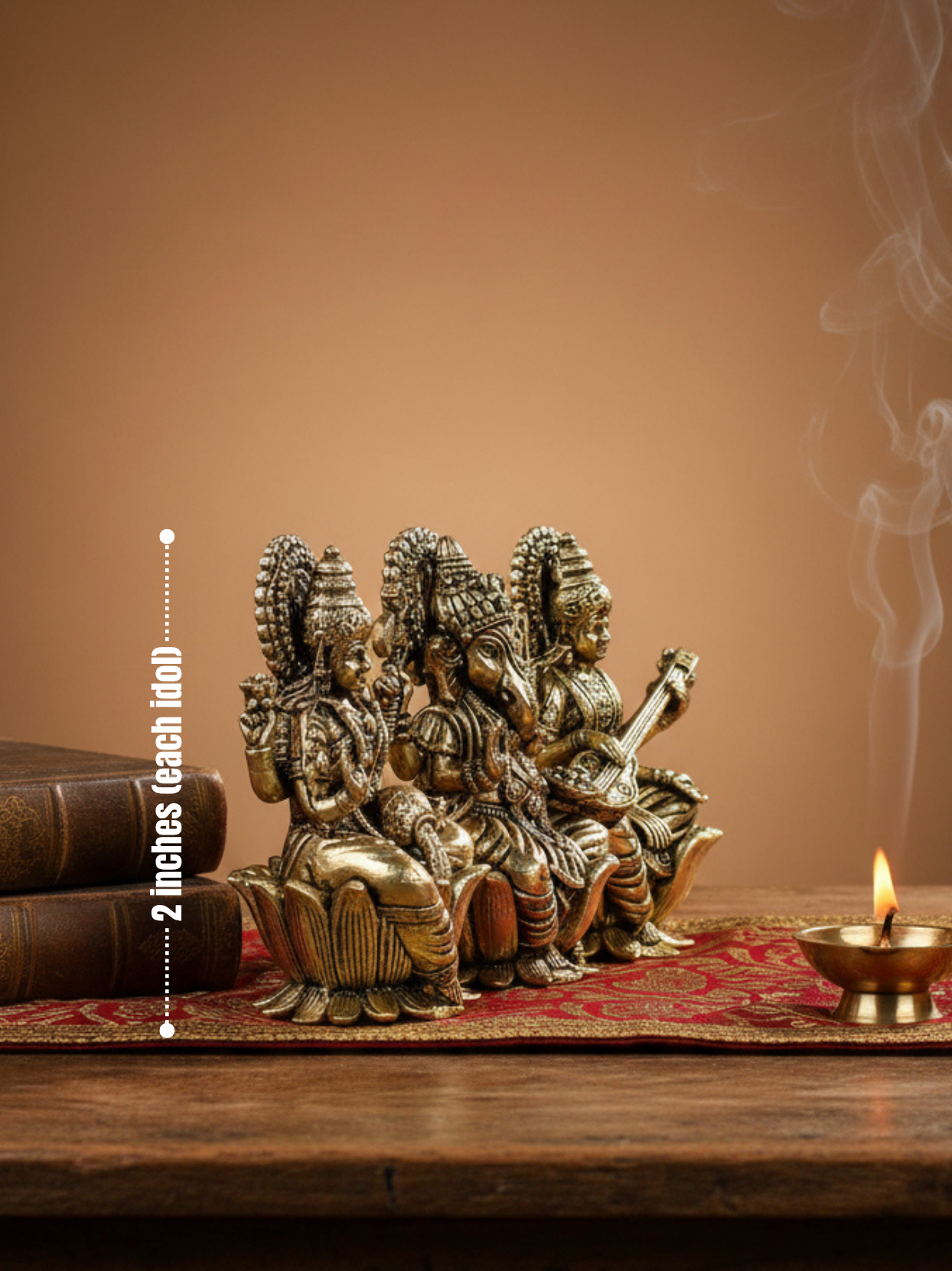 Lakshmi Ganesh Saraswati on Lotus Ashtadhatu Idols Set Energised Trio Murti