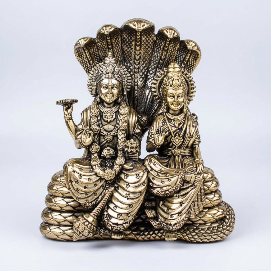 Laxmi Narayan Sitting on Sheshnaag Ashtadhatu Idol – The Cosmic Repose