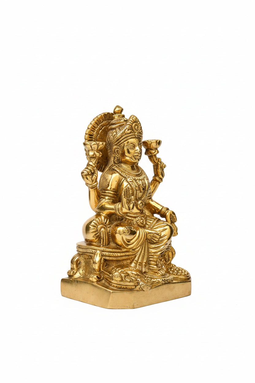 Laxmi Ganesh Brass Idol Set 6.8 Inch Premium Handcrafted Murti for Home Temple - ManiMonk