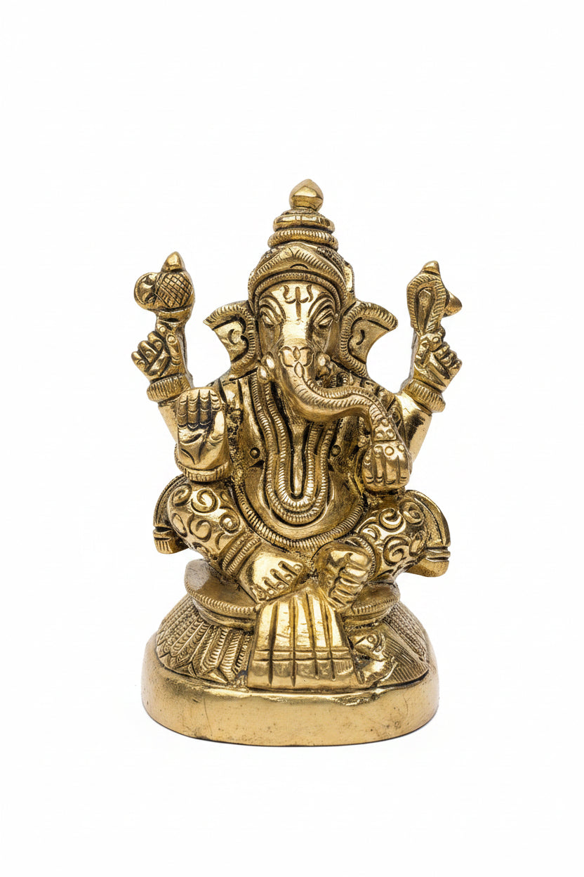 Laxmi Ganesh Brass Idol Set for Home Puja and Office Decor - ManiMonk