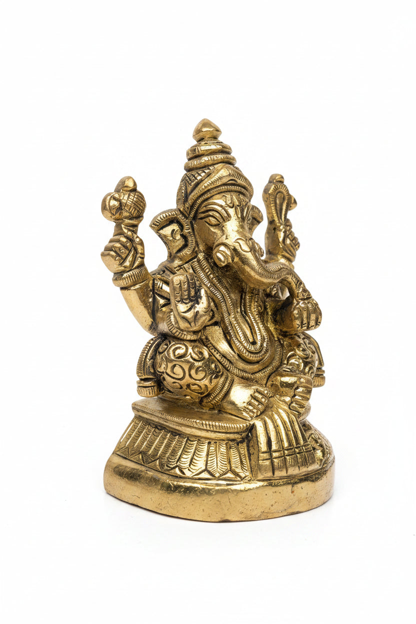 Laxmi Ganesh Brass Idol Set for Home Puja and Office Decor - ManiMonk