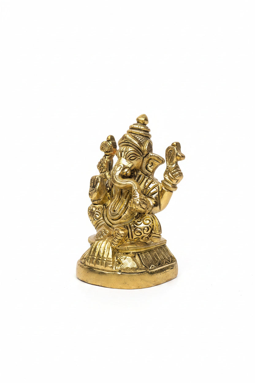 Laxmi Ganesh Brass Idol Set for Home Puja and Office Decor - ManiMonk