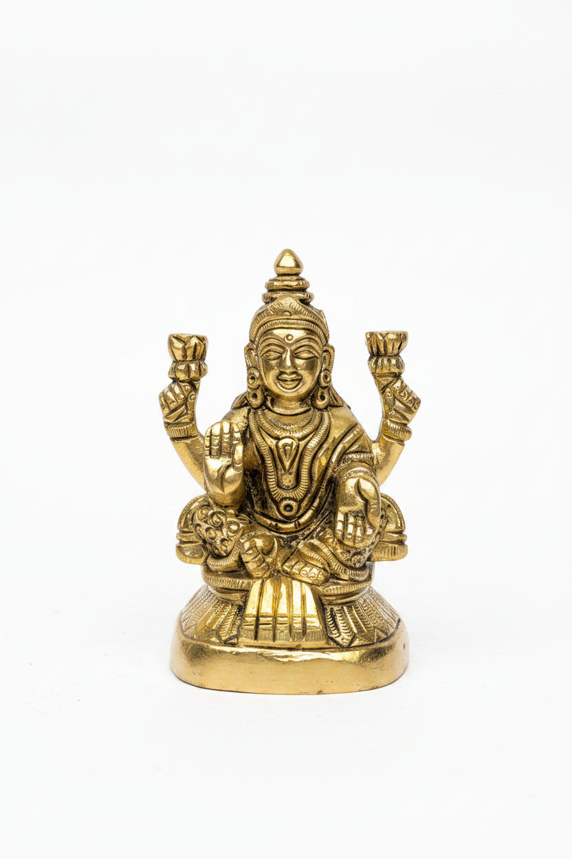 Laxmi Ganesh Brass Idol Set for Home Puja and Office Decor - ManiMonk