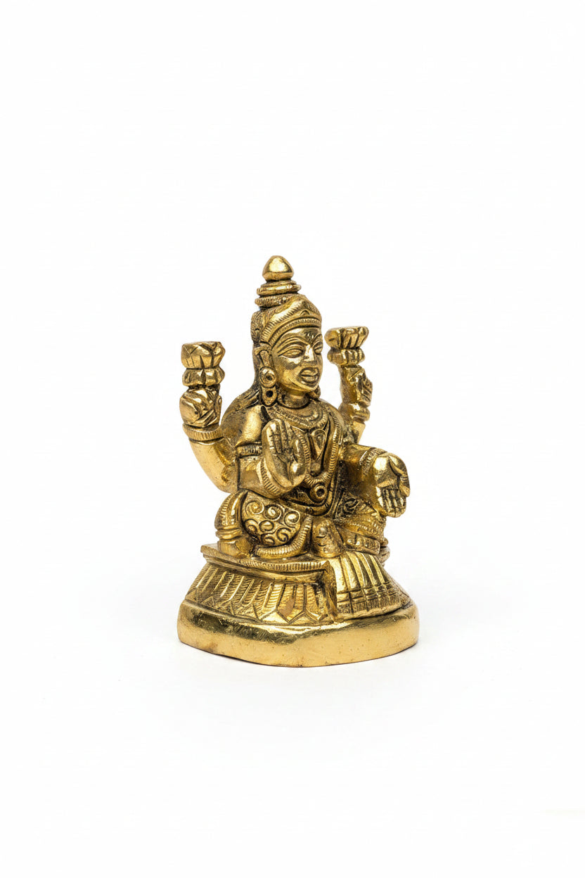 Laxmi Ganesh Brass Idol Set for Home Puja and Office Decor - ManiMonk