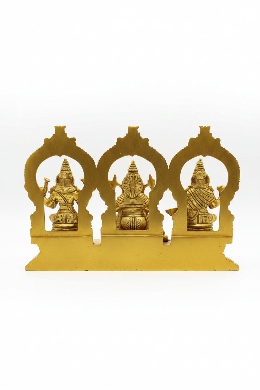 Laxmi Ganesh Saraswati Brass Idol 8.25 Inch Large Murti for Home Temple Puja - ManiMonk