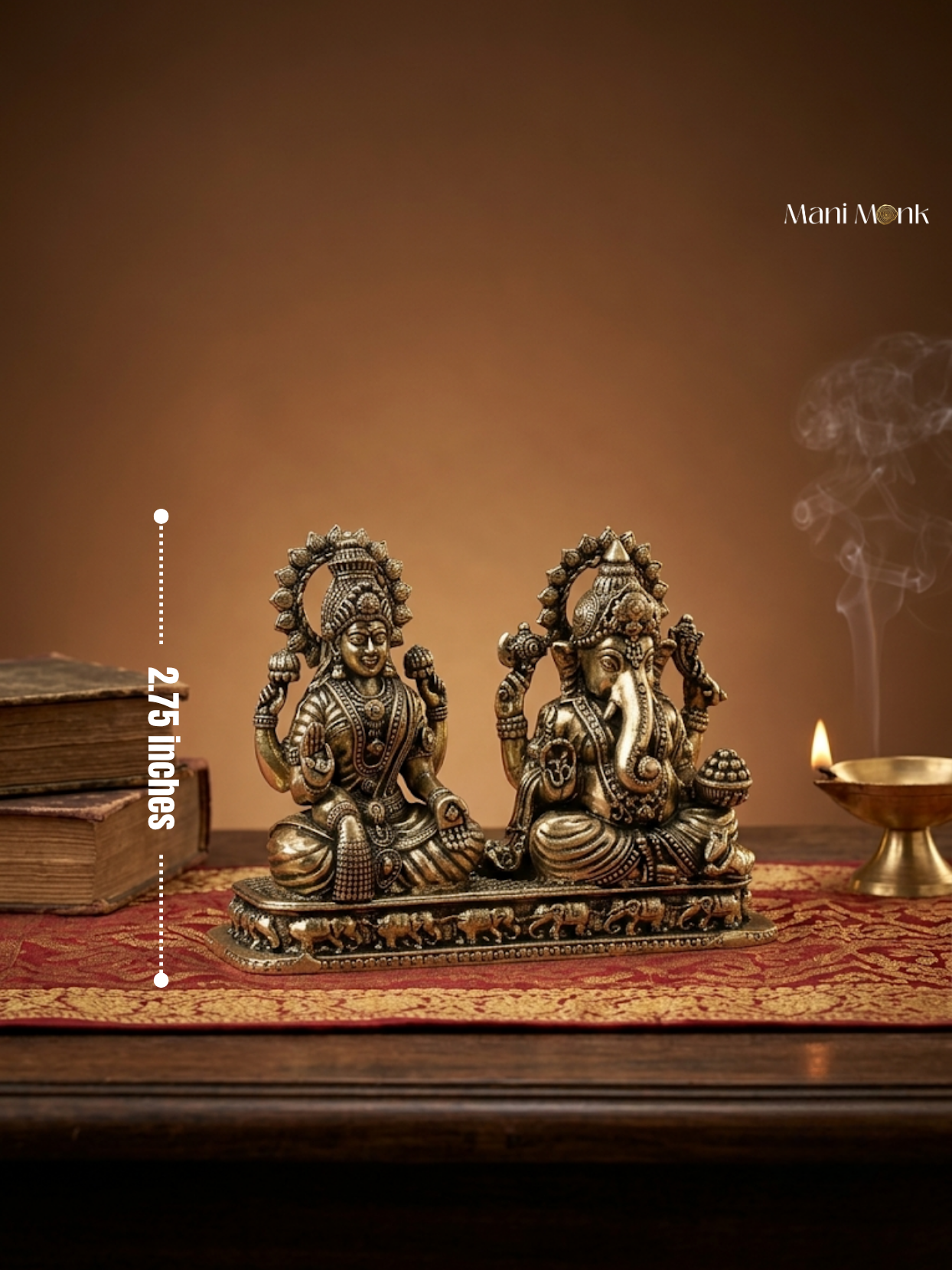 Lakshmi Ganesh on Pedestal Ashtadhatu Idol Energised Duo Murti for Home and Office