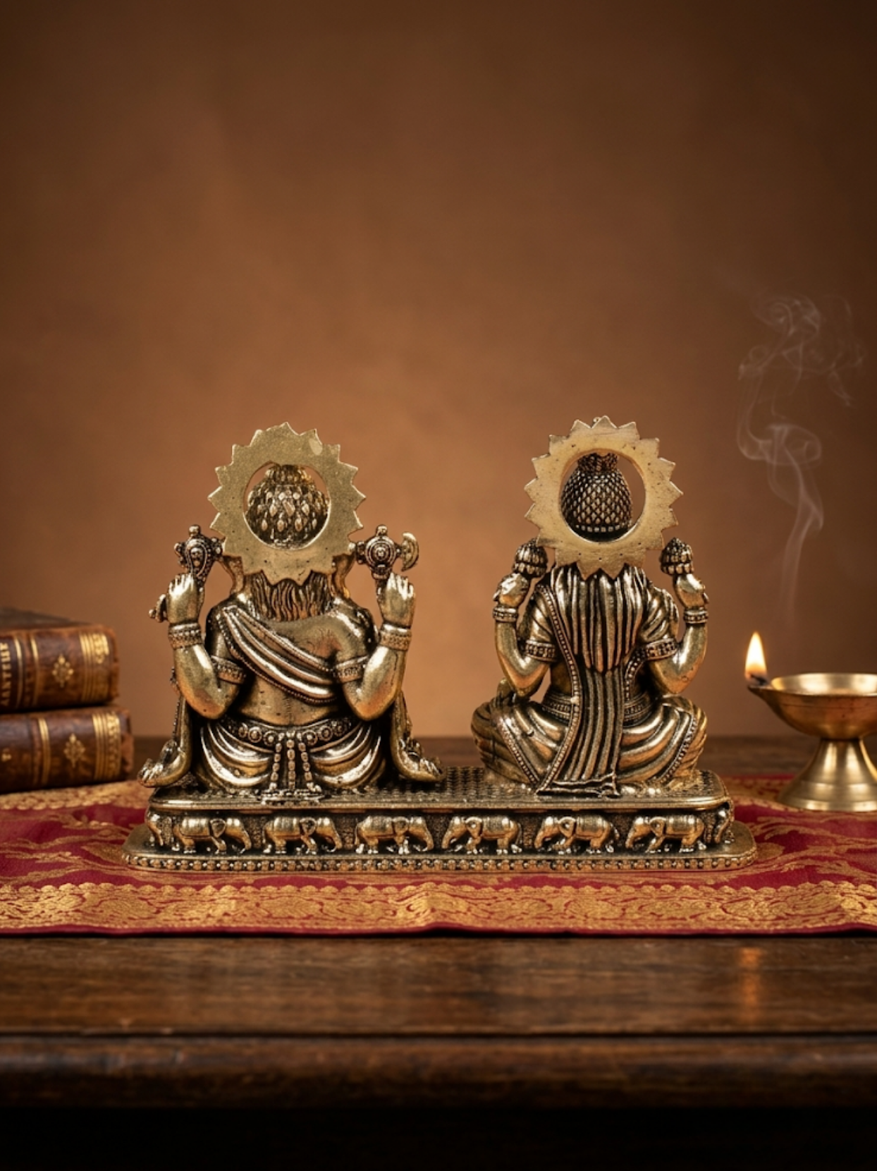 Lakshmi Ganesh on Pedestal Ashtadhatu Idol Energised Duo Murti for Home and Office
