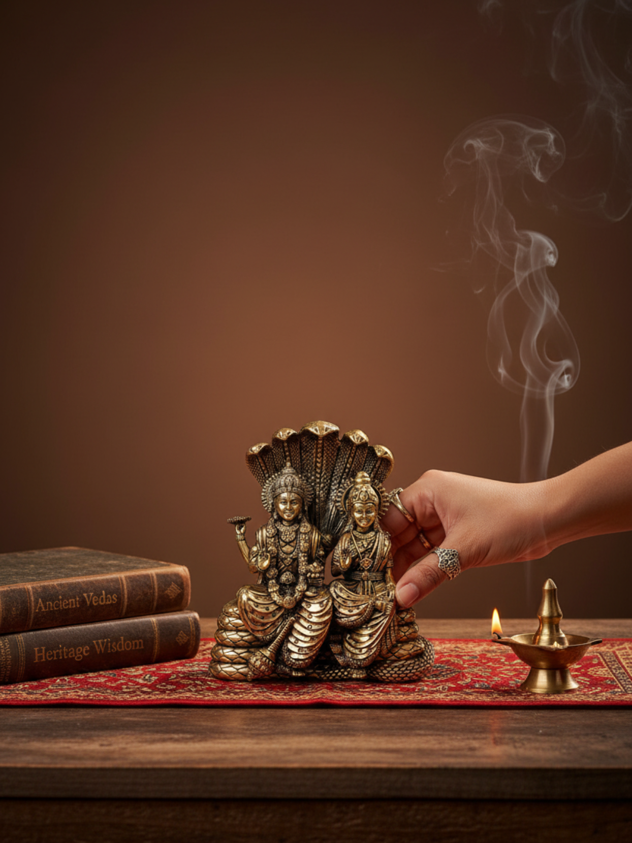 Laxmi Narayan Sitting on Sheshnaag Ashtadhatu Idol – The Cosmic Repose