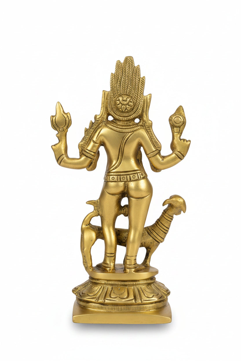 Lord Bhairav Brass Idol 5 Inch Premium Handcrafted Kaal Bhairav Murti for Home Temple and Puja - ManiMonk