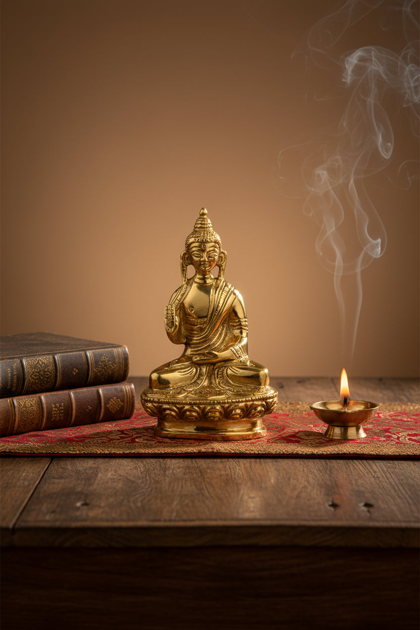 Lord Buddha Brass Idol - ManiMonk