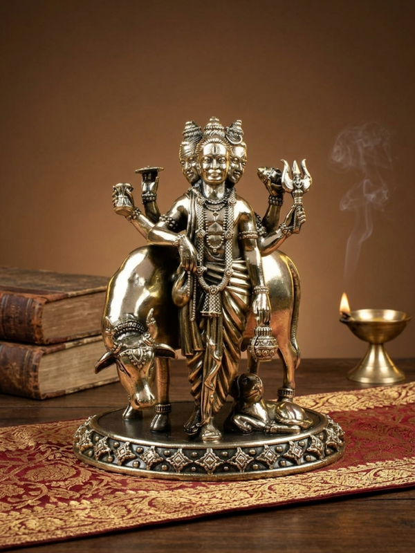 Lord Dattatreya Ashtadhatu Idol Energised Trimurti Datta Guru Murti