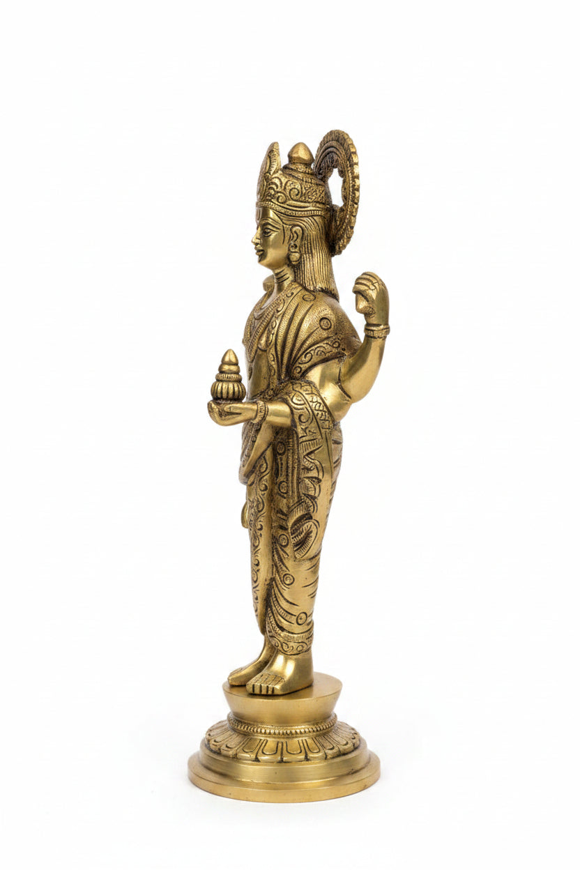 Lord Dhanvantari Brass Idol Handcrafted 12 Inch Premium Statue for Home Temple