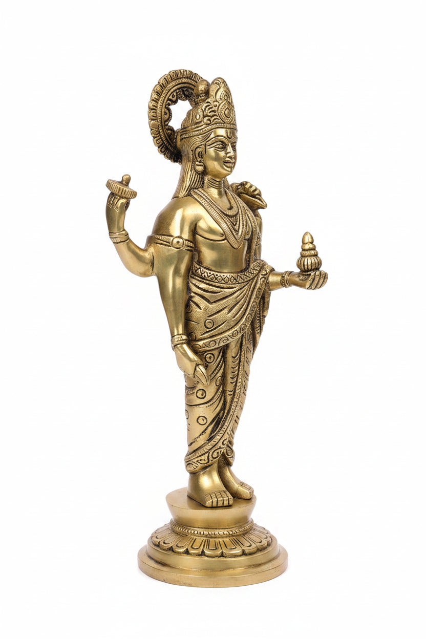 Lord Dhanvantari Brass Idol Handcrafted 12 Inch Premium Statue for Home Temple