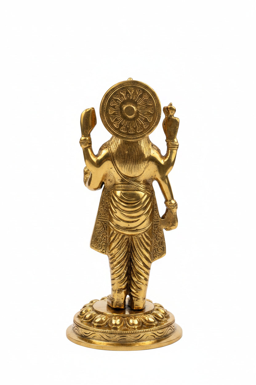 Lord Dhanvantari Brass Statue 7.5 Inch Heavy Shining Handcrafted Ayurveda Healing God Idol for Home Puja and Gifting