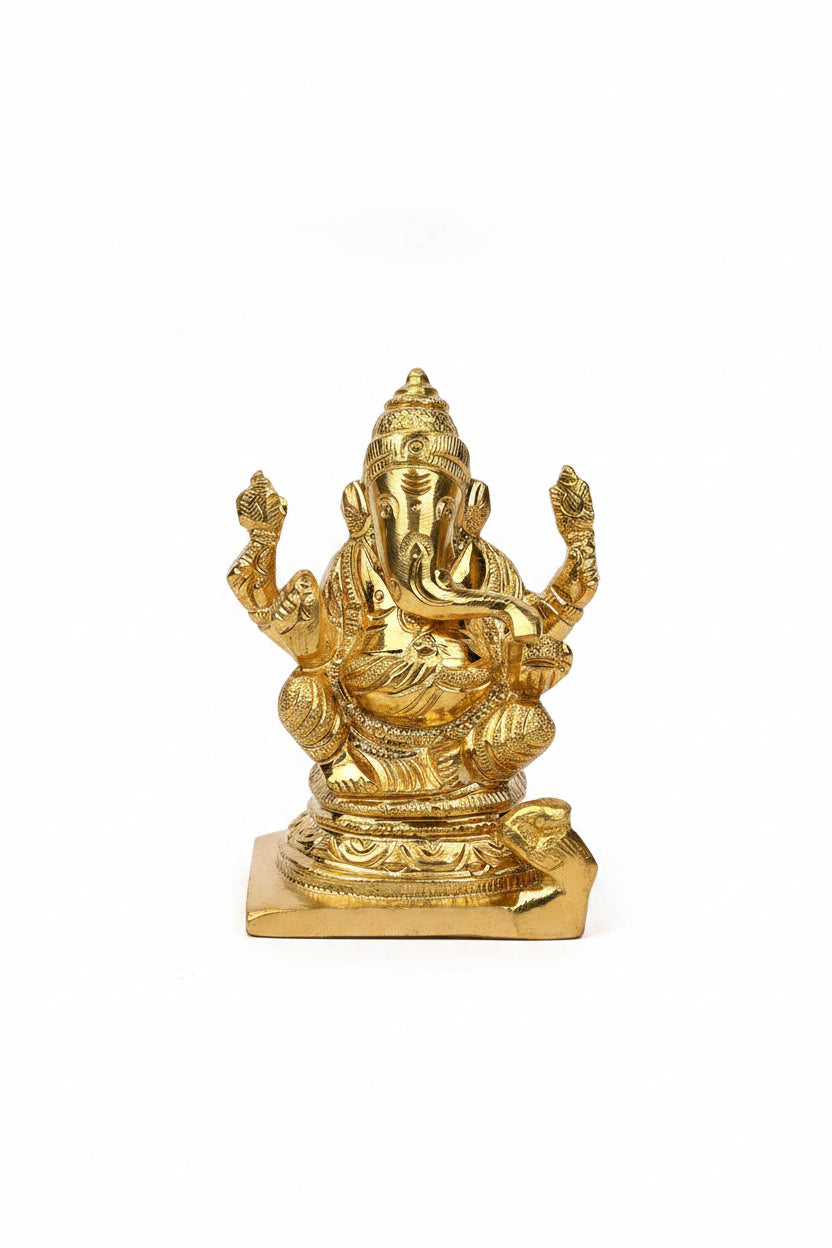 Lord Ganesh Panchdhatu Idol Small Handcrafted Five Metal Ganesha Murti for Home Puja and Office Desk
