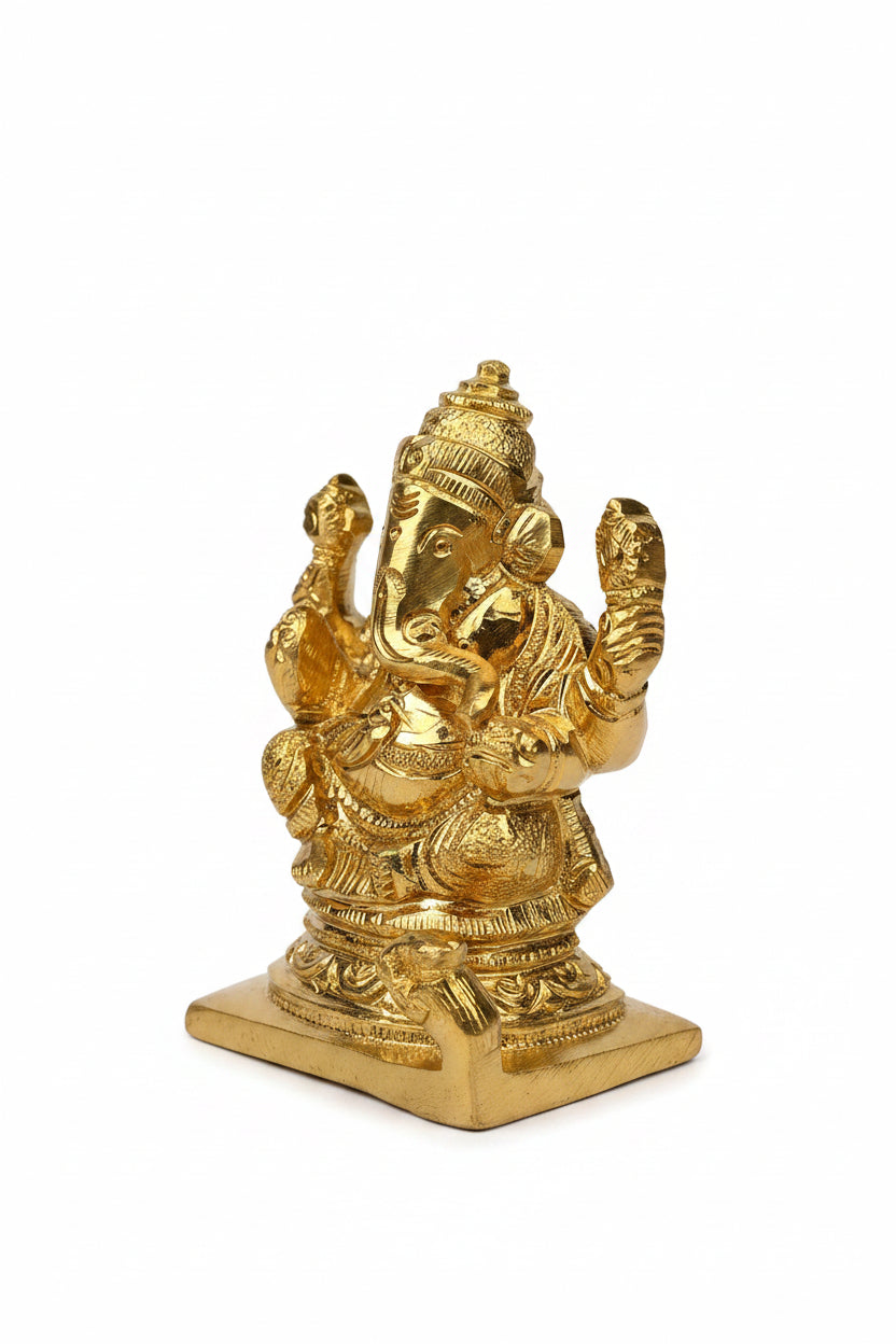 Lord Ganesh Panchdhatu Idol Small Handcrafted Five Metal Ganesha Murti for Home Puja and Office Desk