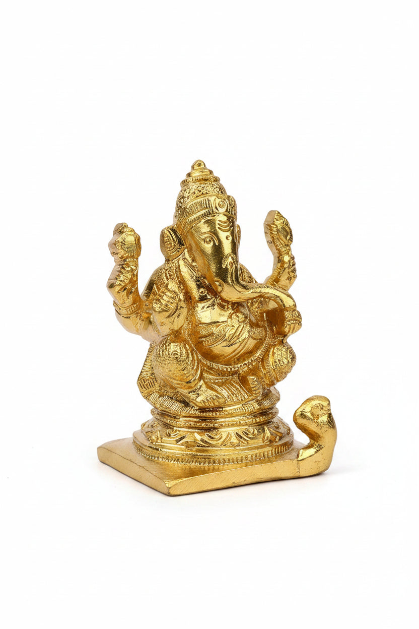Lord Ganesh Panchdhatu Idol Small Handcrafted Five Metal Ganesha Murti for Home Puja and Office Desk