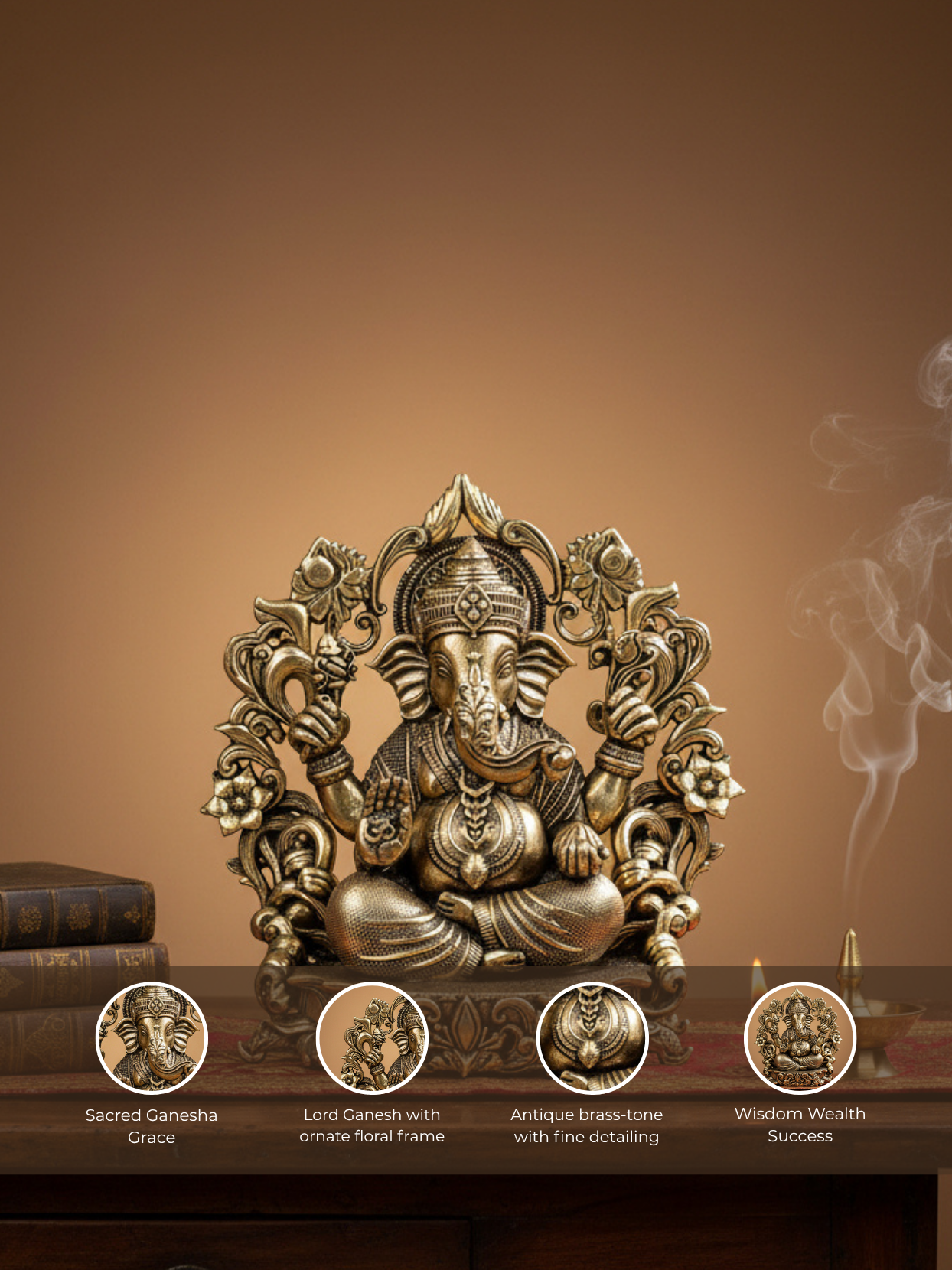 Lord Ganesh with Floral Frame Ashtadhatu Idol