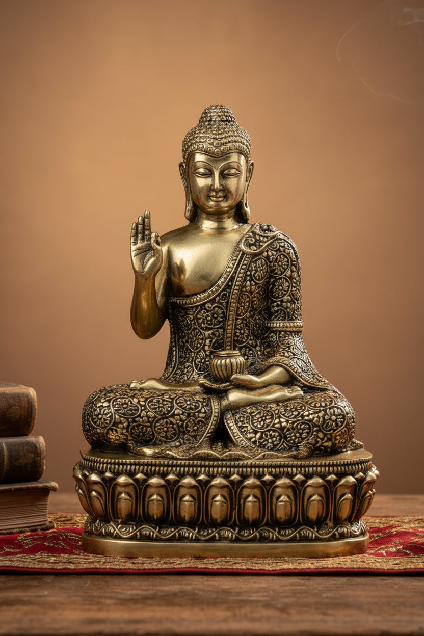 Lord Gautam Buddha Ashtadhatu Idol | Meditating Buddha Murti