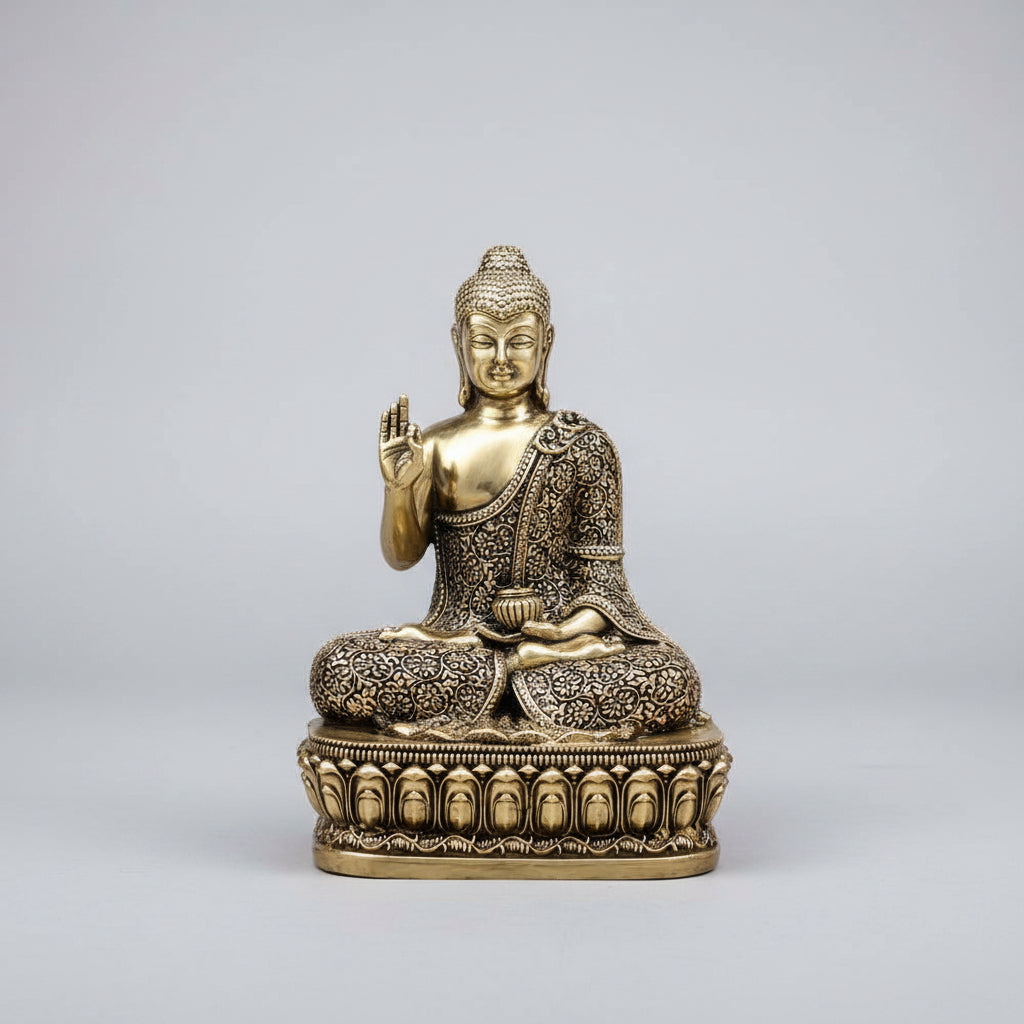 Lord Gautam Buddha Ashtadhatu Idol Meditating Buddha Murti for Home and Meditation Room