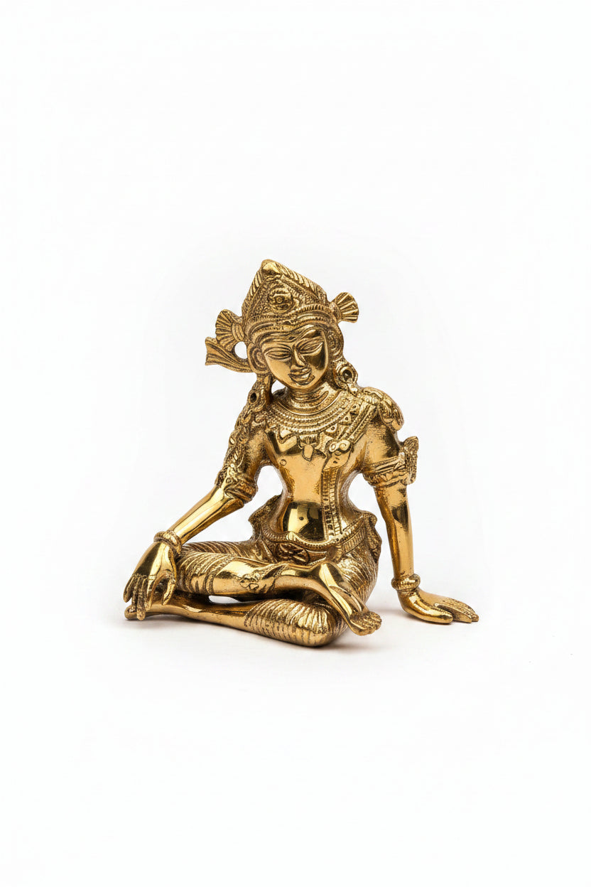 Lord Indra Brass Idol 5.7 Inch Handcrafted King of Heaven Devraj Indra Murti for Home Puja and Sacred Art Collection