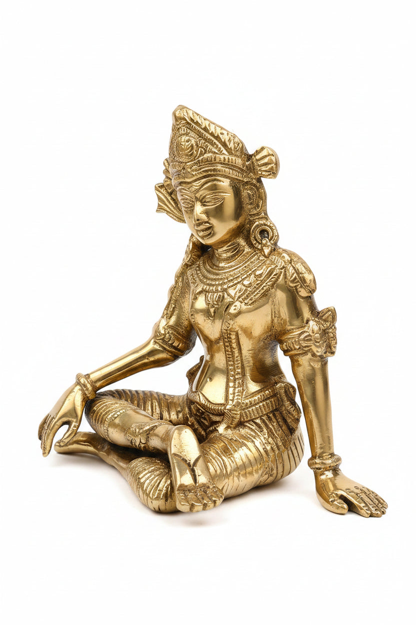 Lord Indra Brass Idol 5.7 Inch Handcrafted King of Heaven Devraj Indra Murti for Home Puja and Sacred Art Collection