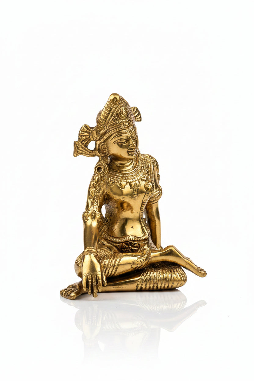 Lord Indra Brass Idol 5.7 Inch Handcrafted King of Heaven Devraj Indra Murti for Home Puja and Sacred Art Collection