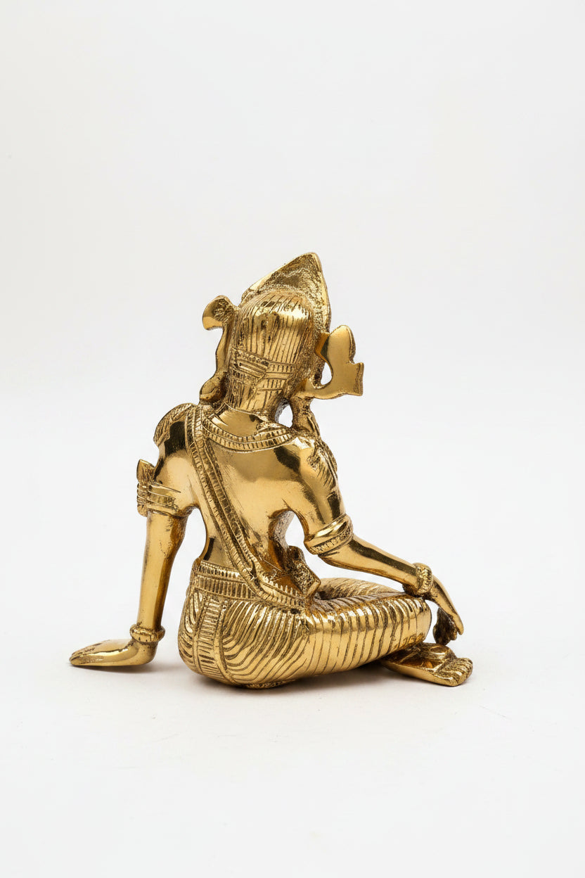 Lord Indra Brass Idol 5.7 Inch Handcrafted King of Heaven Devraj Indra Murti for Home Puja and Sacred Art Collection