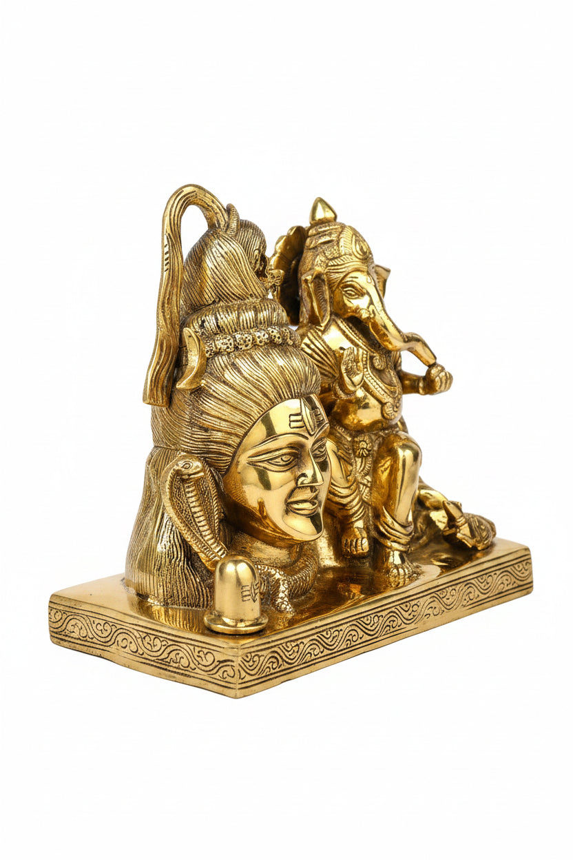 Lord Shiva Face with Ganesh Brass Idol 8.5 Inch Pure Brass Statue for Home Temple Pooja