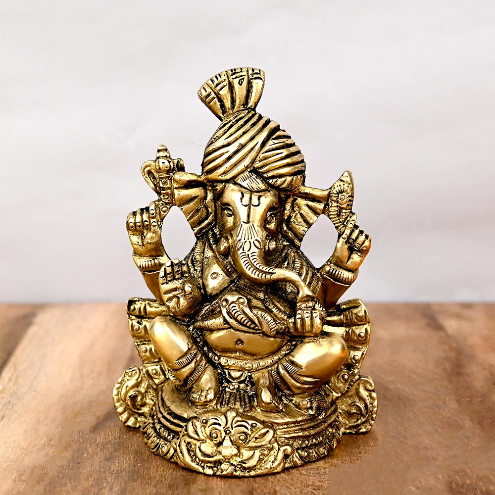 Pagdi Ganesh Prabhavalli Craft Brass Murti